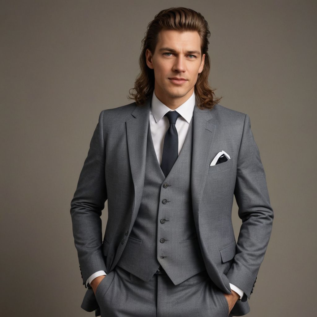 Plus Size Long Hair Suit Photo Style