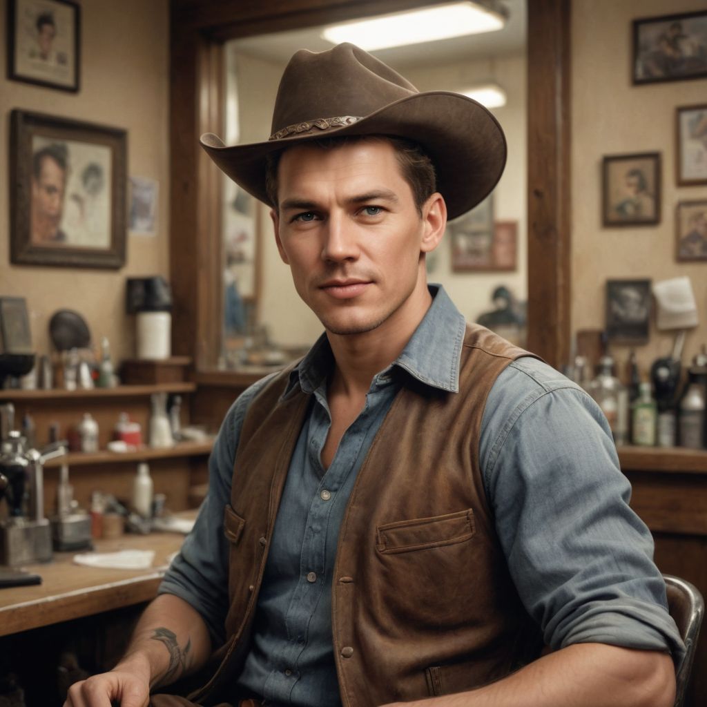 Converted Realism Color Cowboy in a Barber Shop image