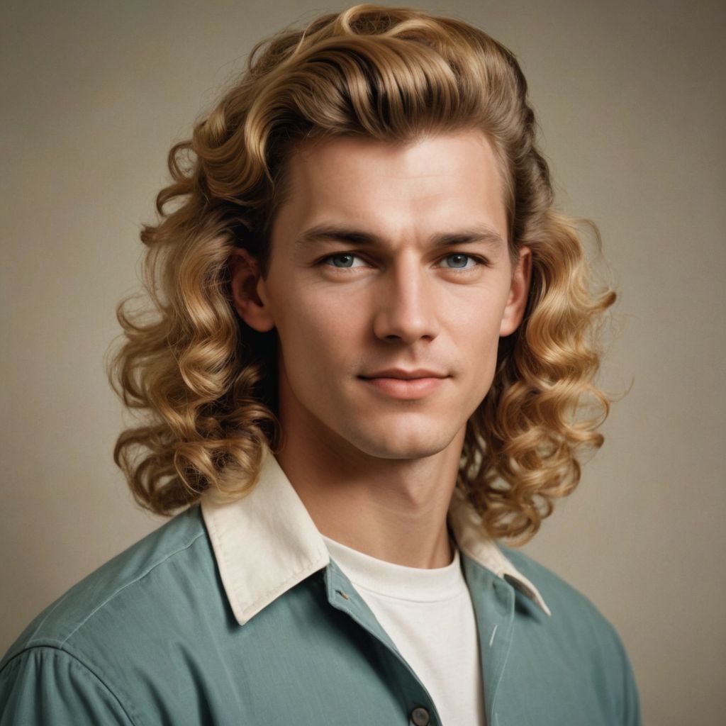 Realism Color Long Blonde Curly Hair 1960s Teen Photo Style