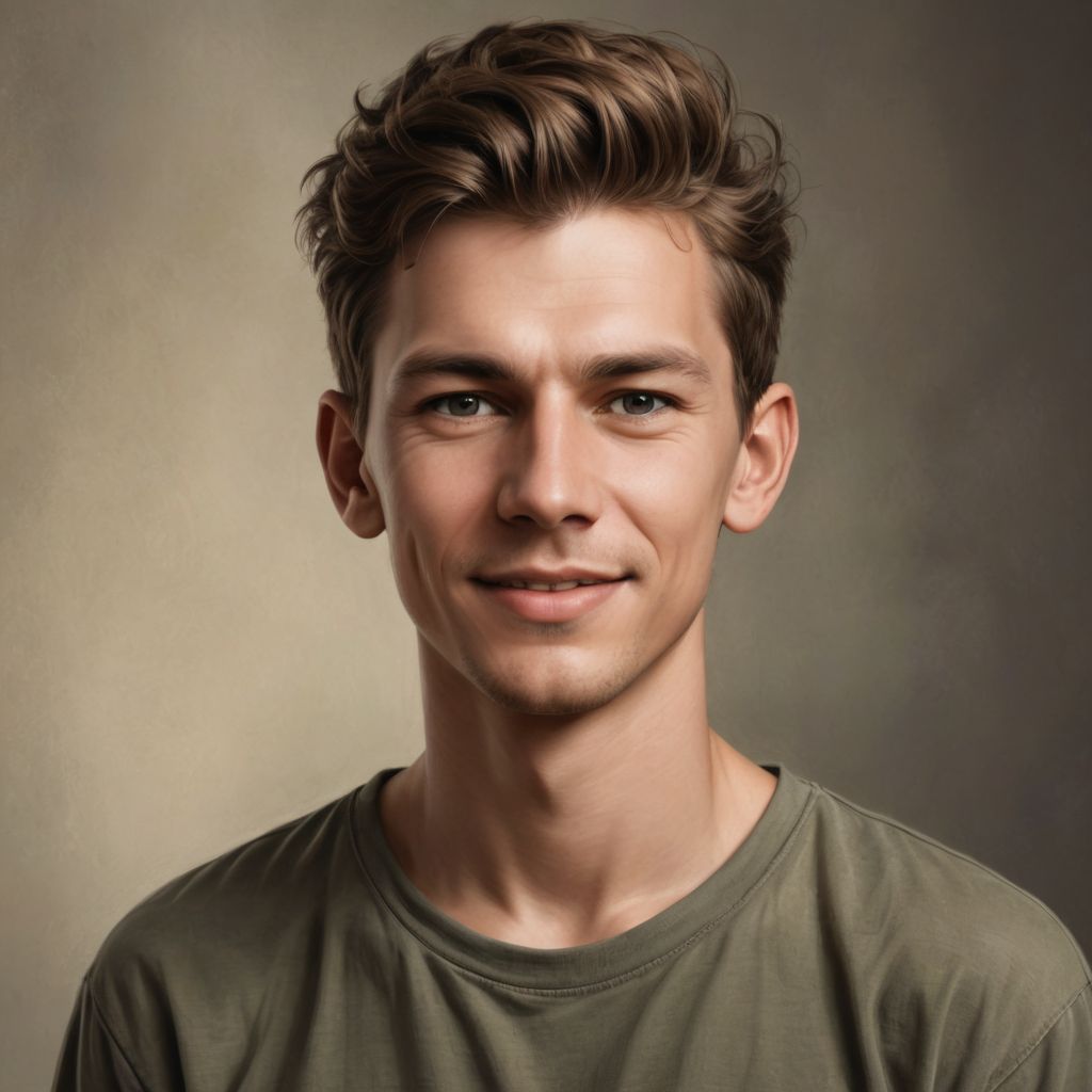 Realistic Color Young Boy with Big Smile Photo Style