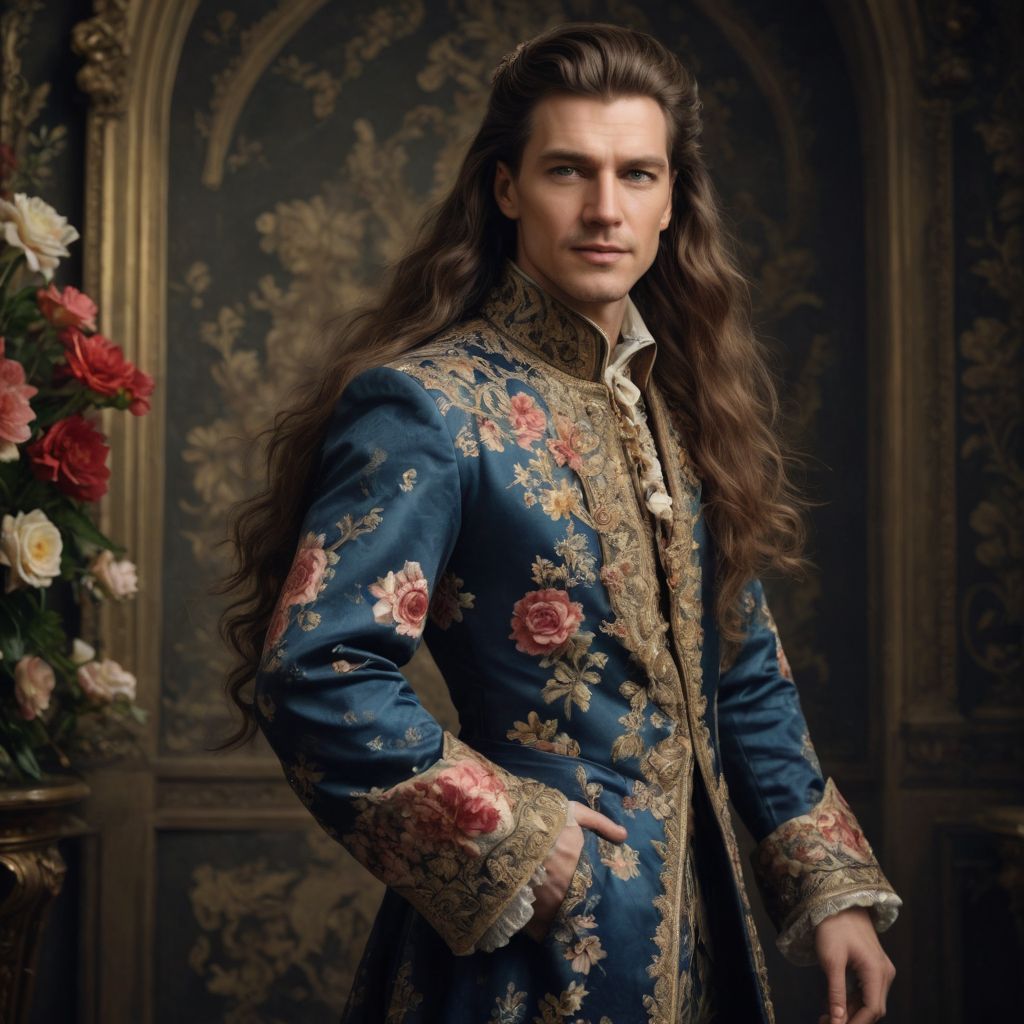 Royal Floral Dress Extreme Long Hair Photo Style