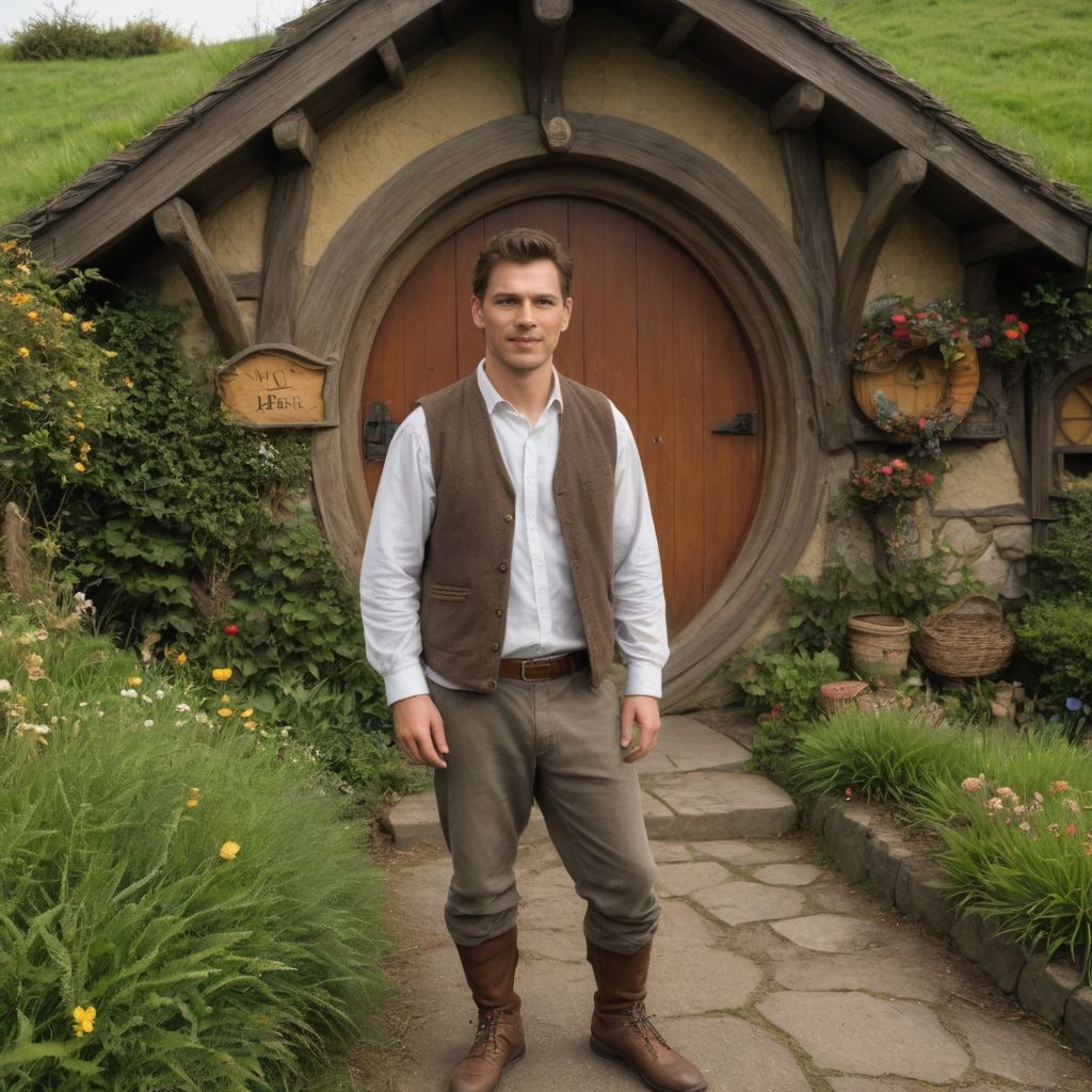 Tourist in Hobbiton, New Zealand Photo Style