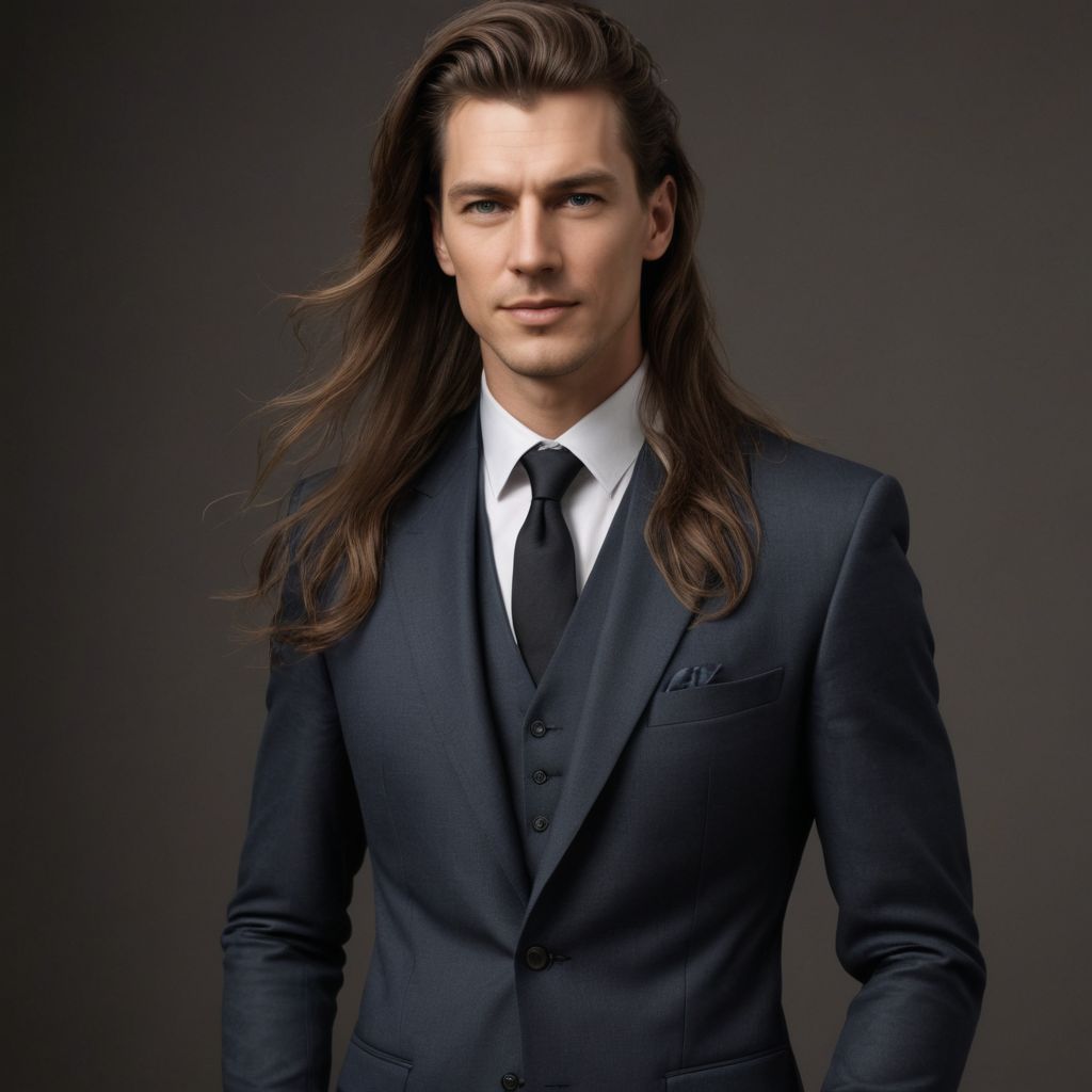 Very Long Hair Suit Photo Style