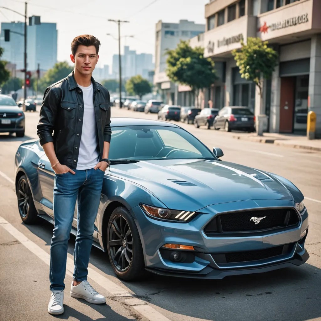 Age 19 Year, with Ford Mustang Car and GTA-6 Photo Style