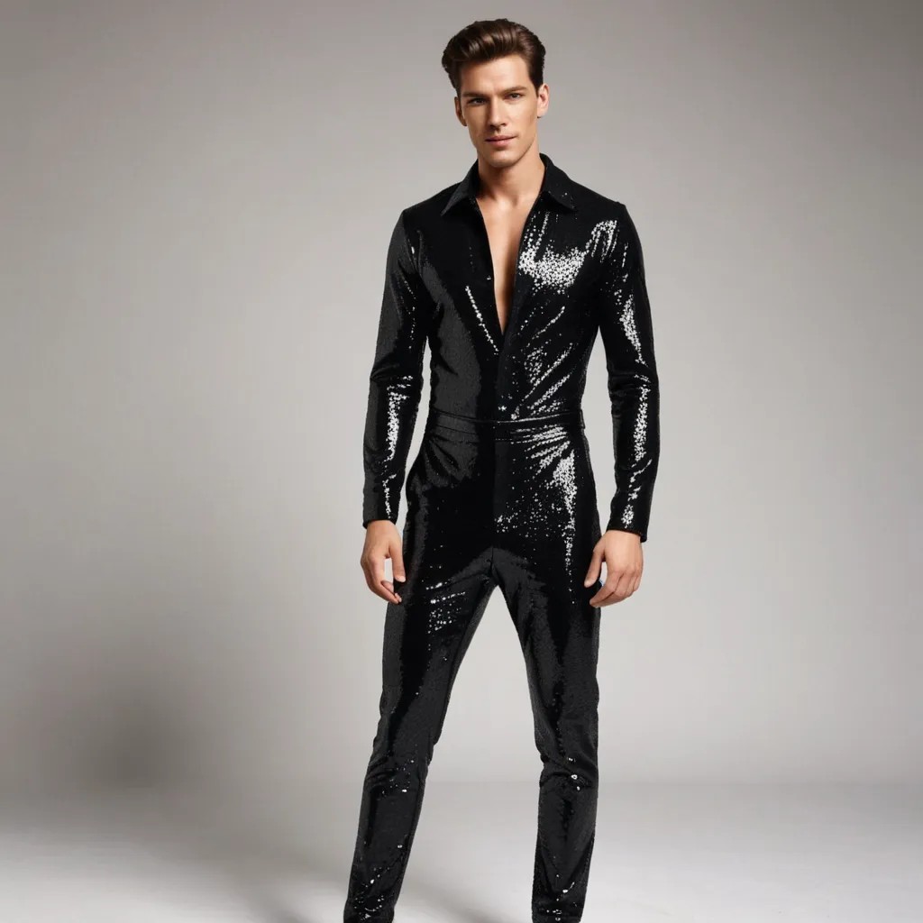 Black Sequins Jumpsuit Photo Style