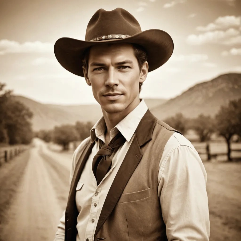 Cowboy Bride Sepia Photo Style