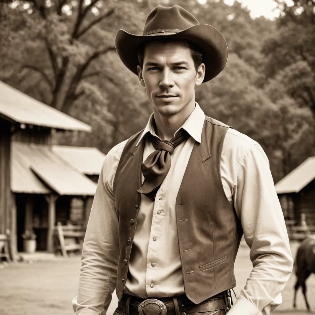Cowboy Groom Sepia Photo Style