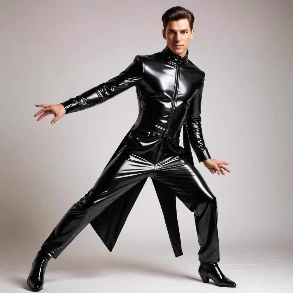 Dancer in Glamorous PVC Costume Photo Style