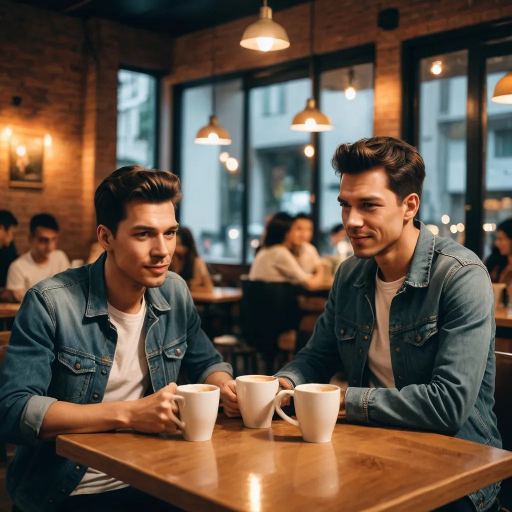 Evening Coffee Shop with Friend Photo Style