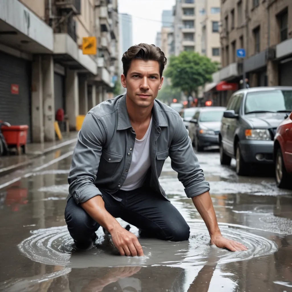 Converted Immersed in Wet Concrete Cartoon image