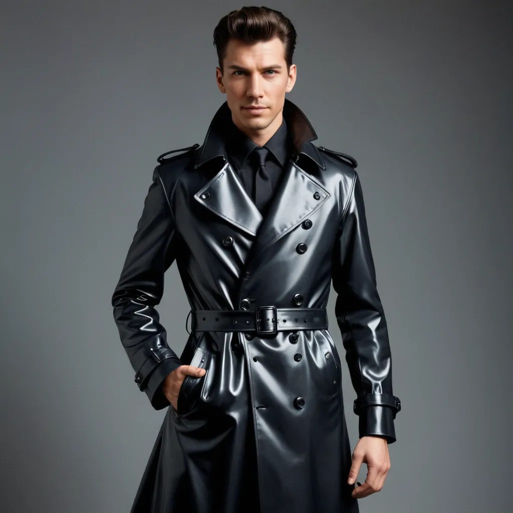 Latex Trenchcoat, Metal Stud Photo Style