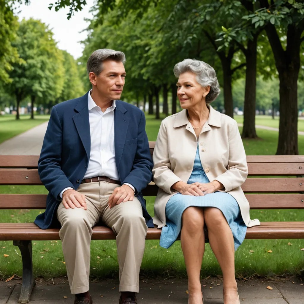 Older Couple on a Bench Photo Style