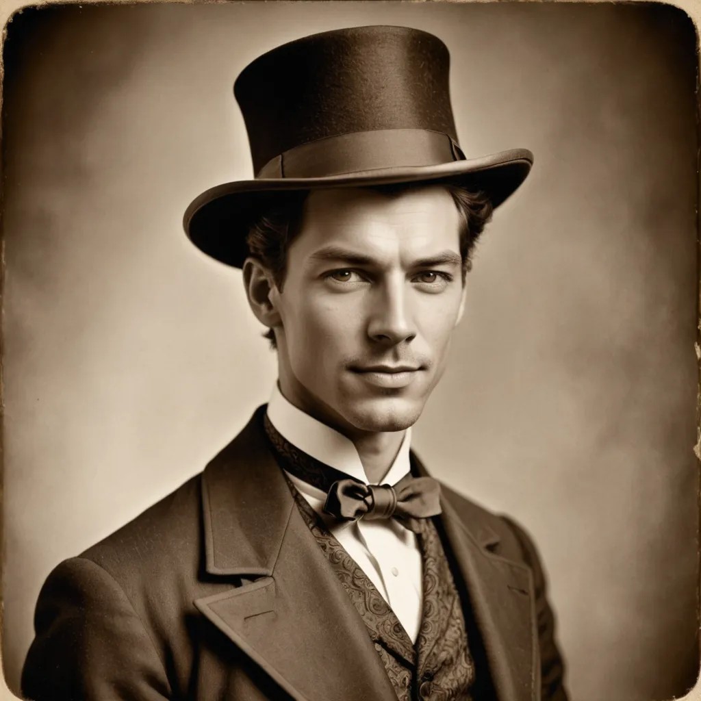 Sepia Victorian Hair and Hat Photo Style