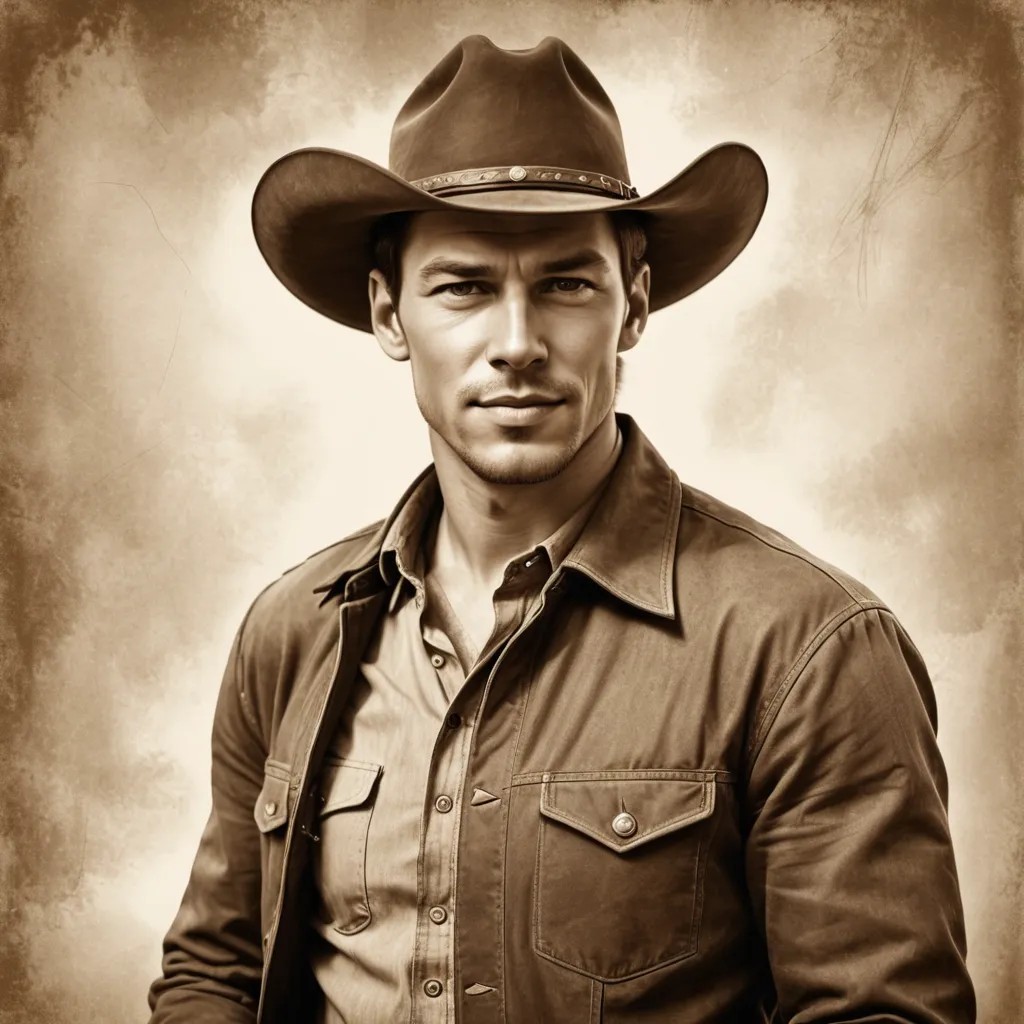 Sketch Cowboy Sepia Photo Style