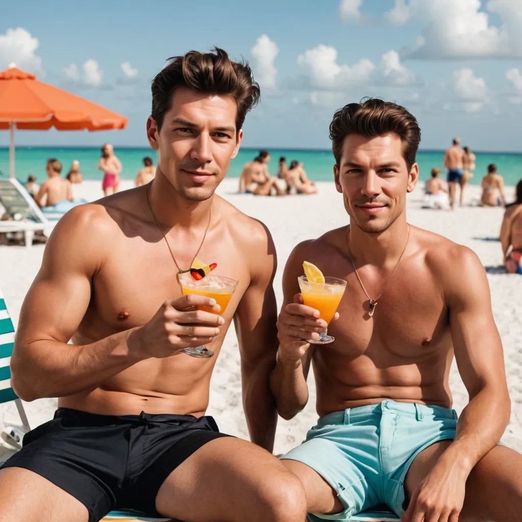 2 People Drinking a Cocktail on Miami Beach Photo Style