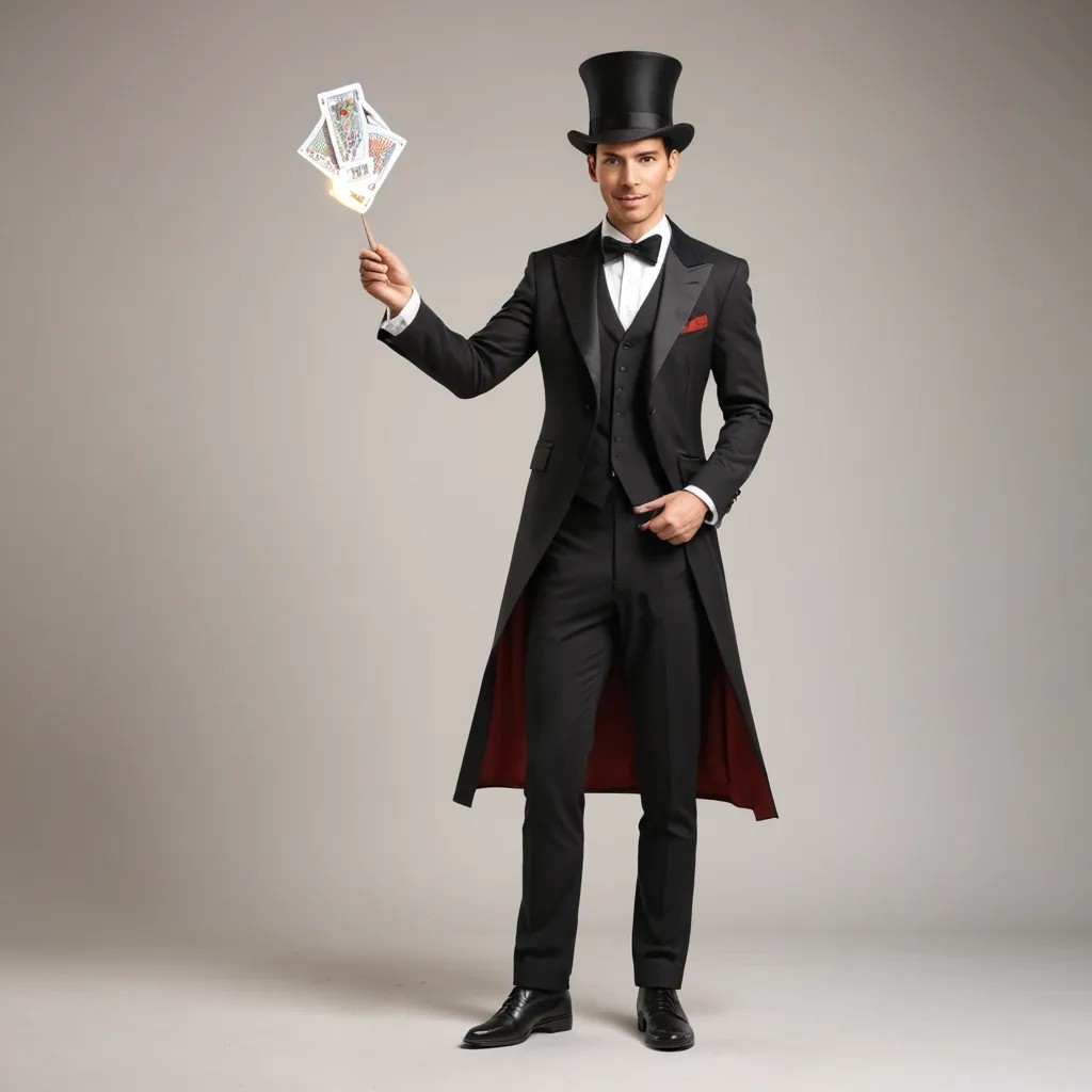 A Cartoon Magician Full Length Photo Style
