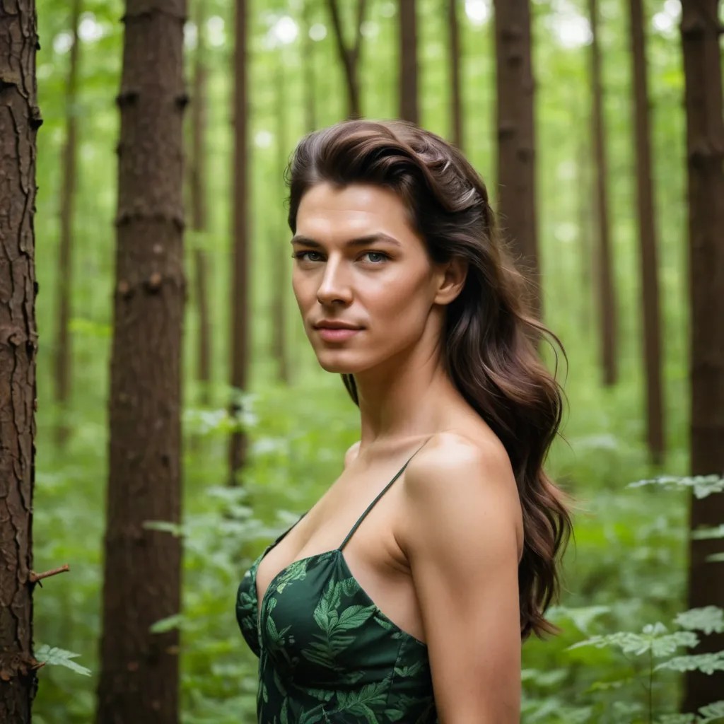 Beautiful Majestic Woman in the Forest Photo Style