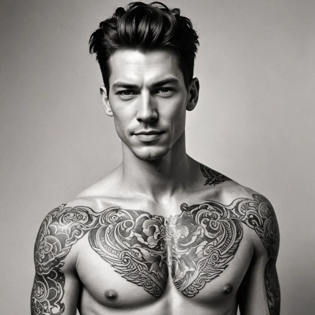 Black and White Tattoo Drawing Photo Style