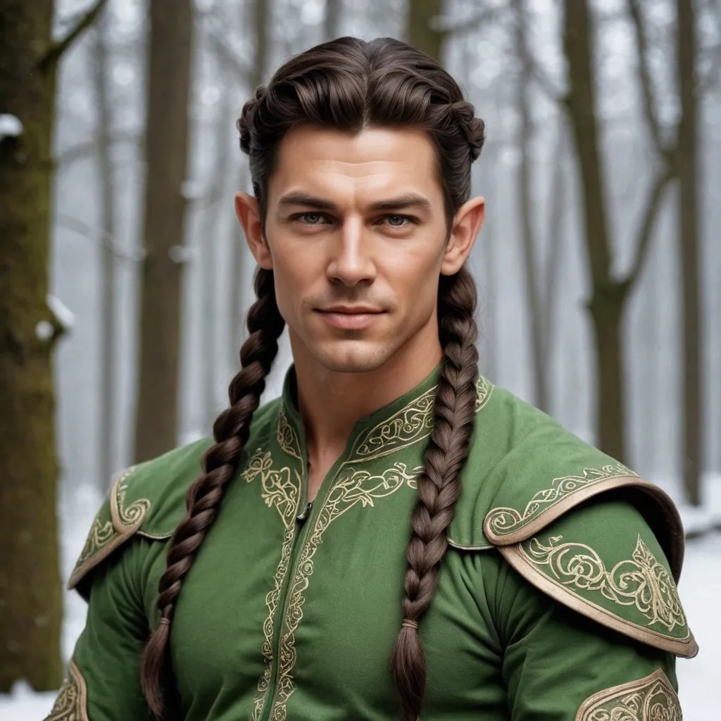 Brunette Elf with Braided Hair Photo Style