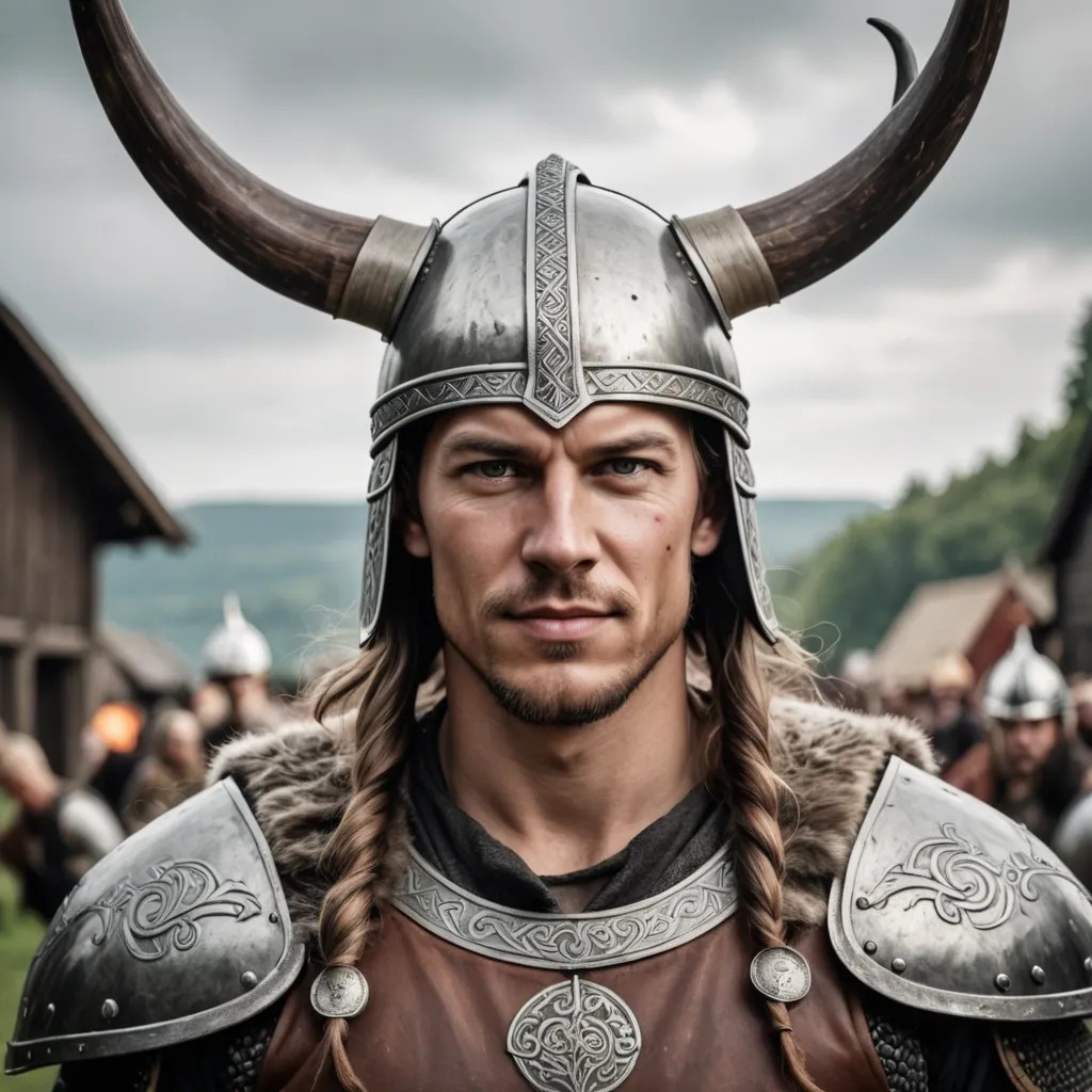 Finish Drawing Helmet with Horns Viking War Photo Style