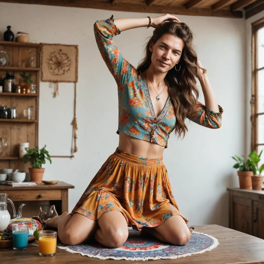 Hippie Girl Dancing on Table Photo Style