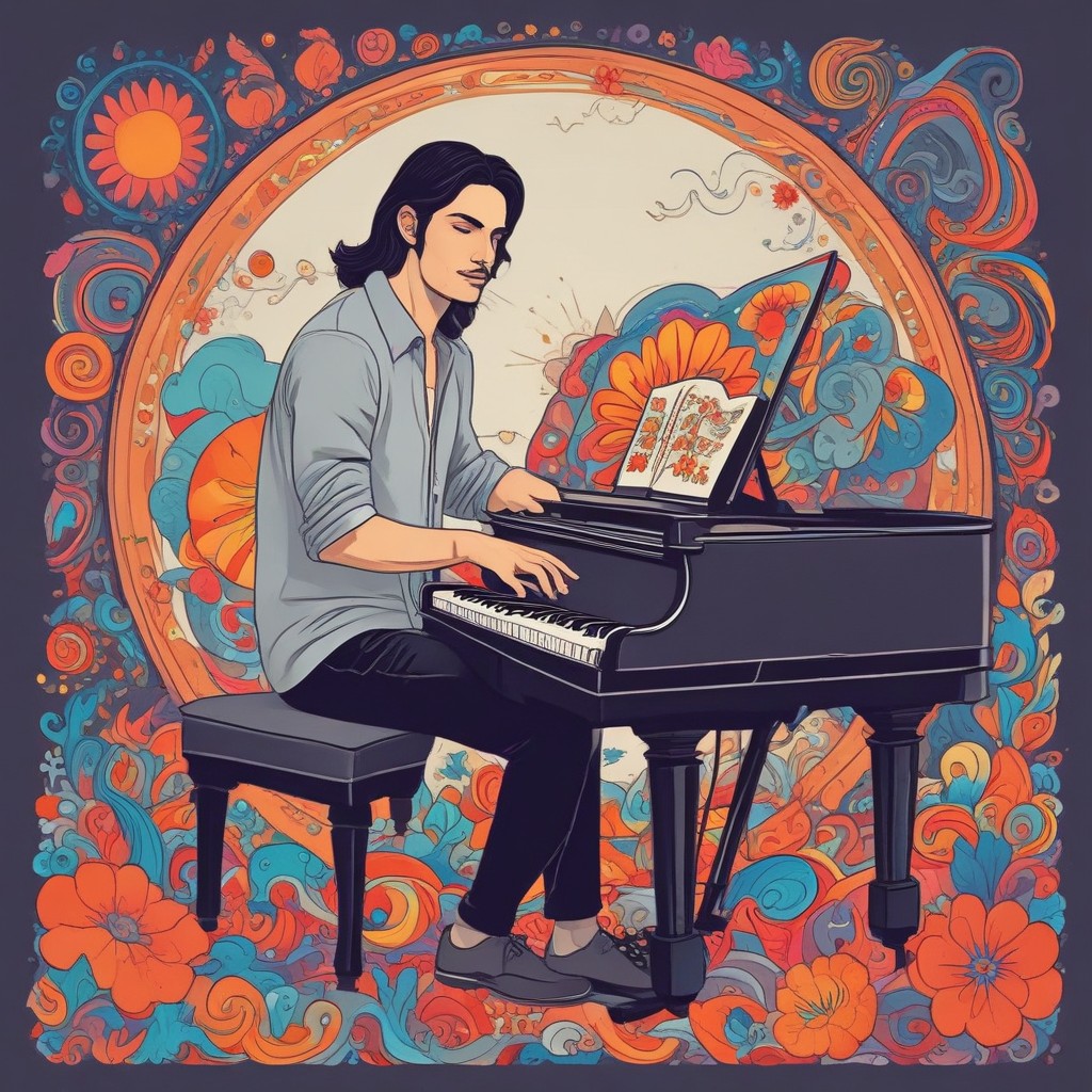 Hippie Playing Piano Photo Style