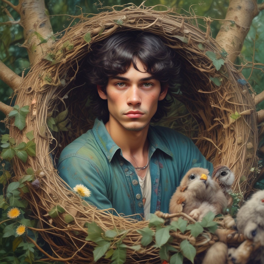 Hippie Sitting in a Bird’s Nest Photo Style