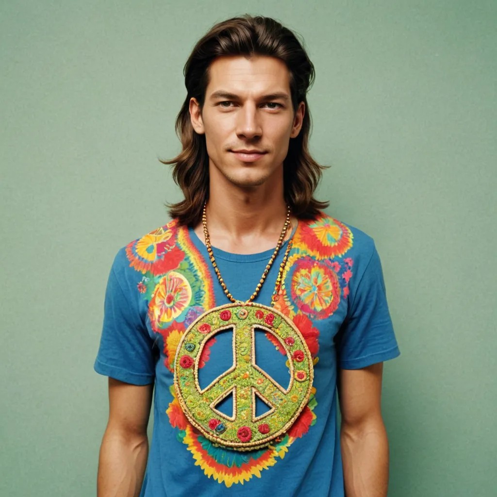 Hippie with Peace Sign Necklace Photo Style