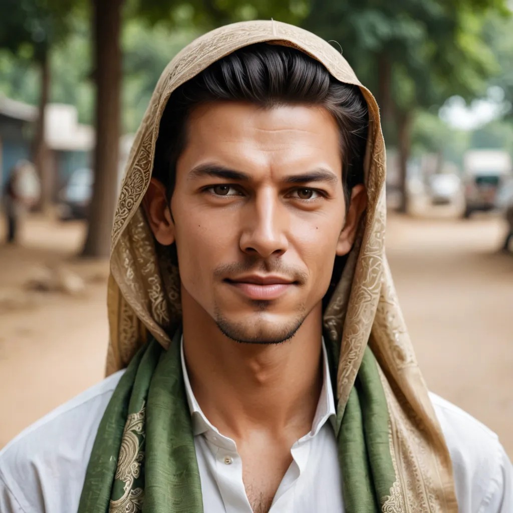 Indian Muslim with Her Hair Covered Photo Style