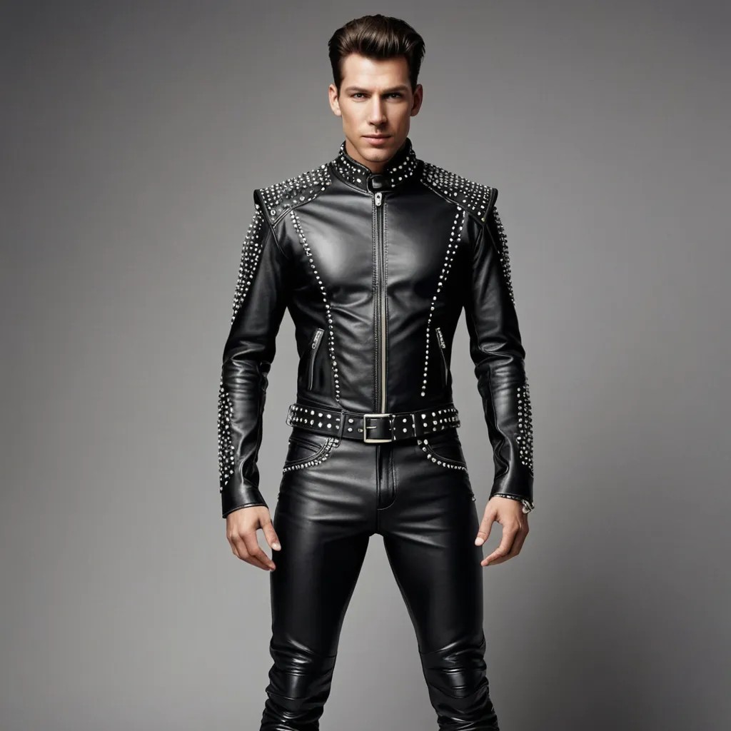 Leather Full Body Outfit with Studs and Jewels Photo Style