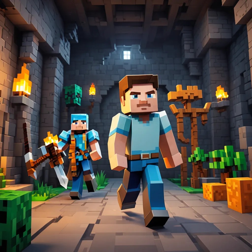 Promotional Illustrations for Minecraft Dungeon Photo Style