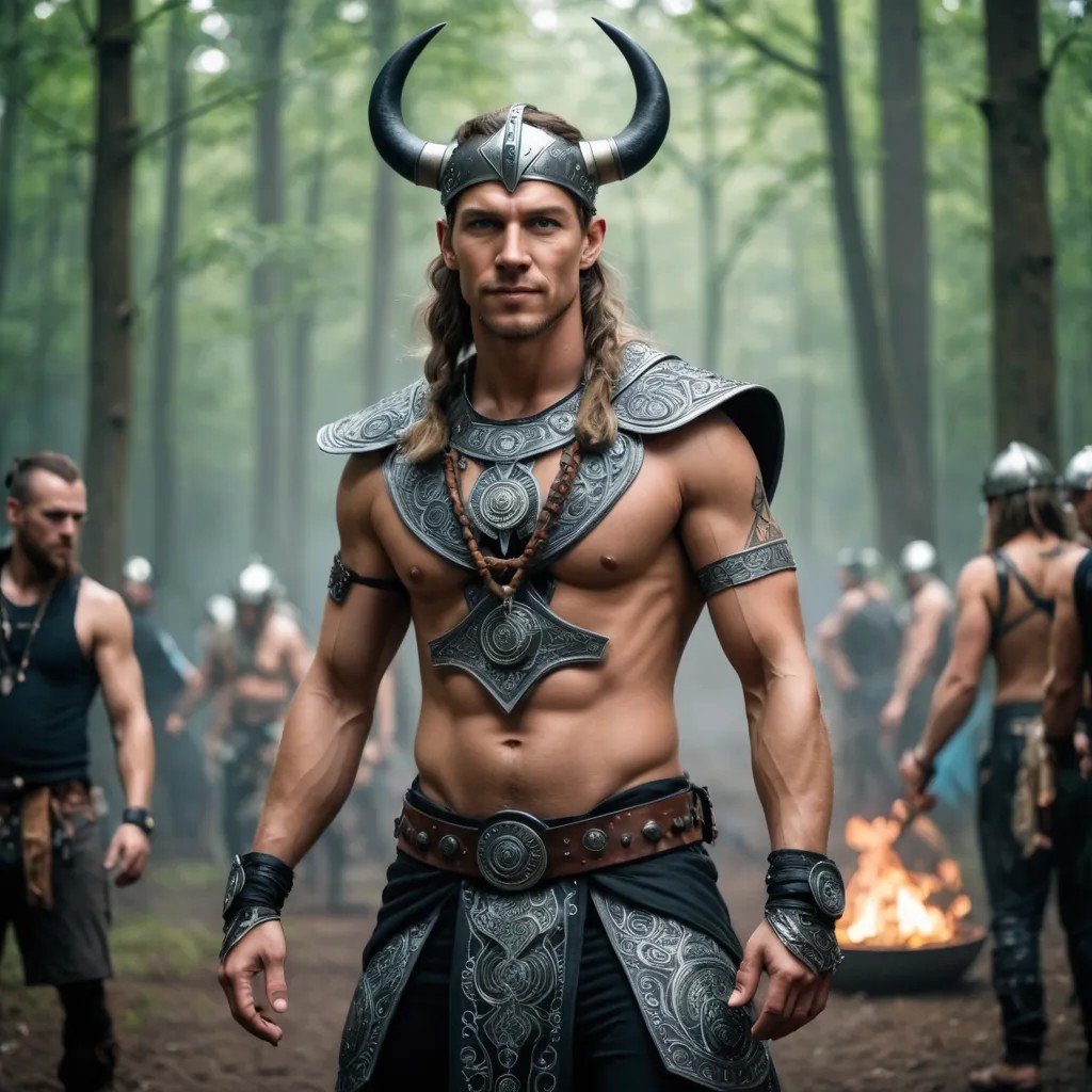 Rave, Psytrance, Full Body, Viking Photo Style