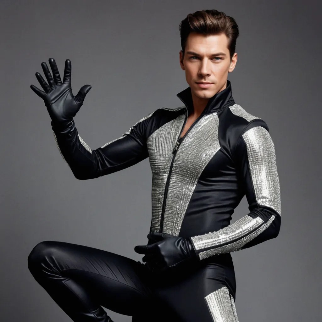Rhinestone Catsuit and Gloves Photo Style