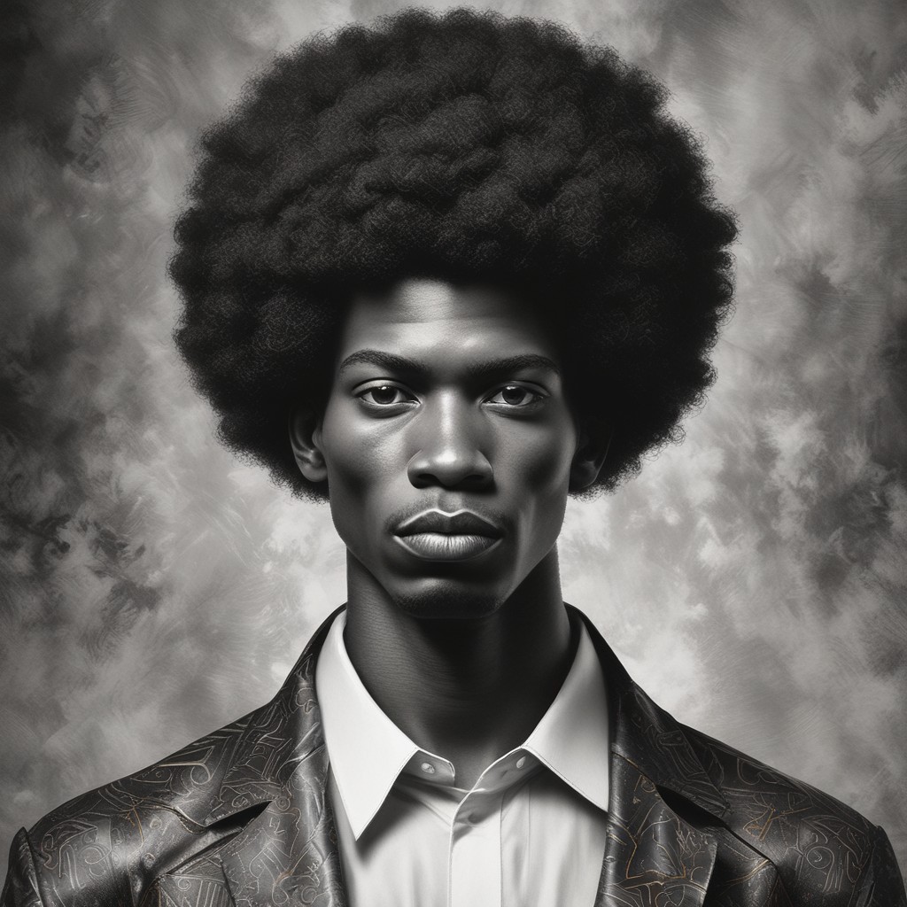 Black Man with White Afro Photo Style