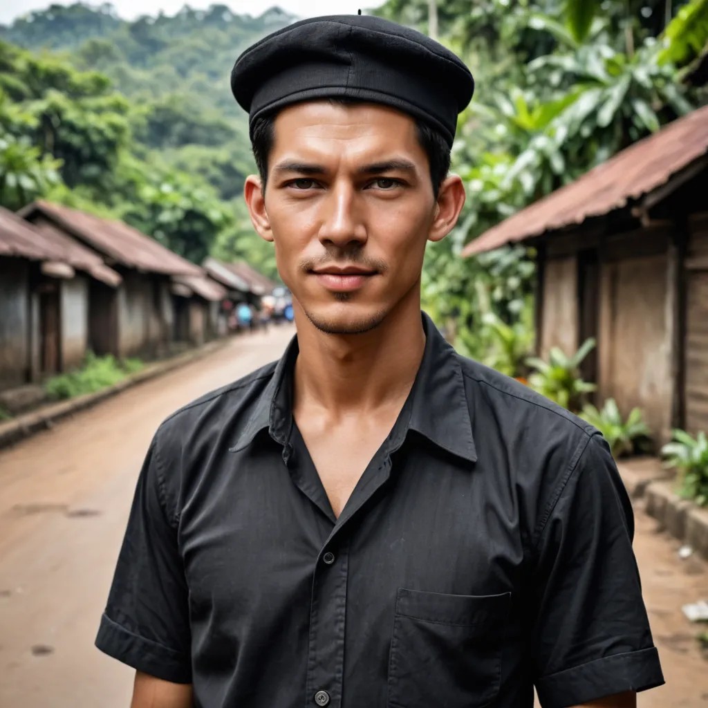 Laki-Laki Berkumis Hitam Topi Hitam Berkacamata Photo Style