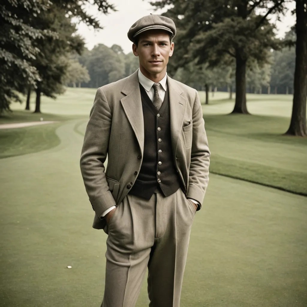 Man in Old Golf Clothes Photo Style