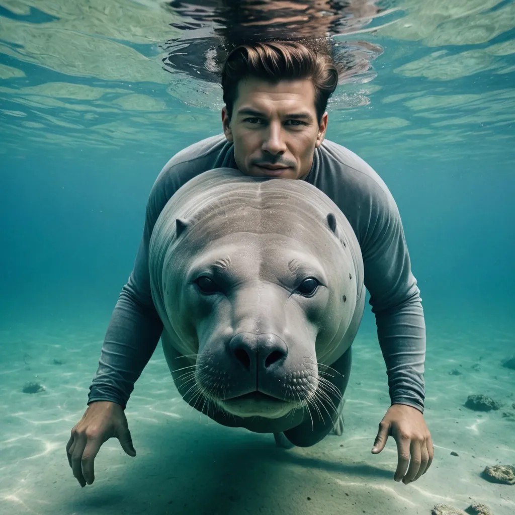 Manatee in Ocean Photo Style