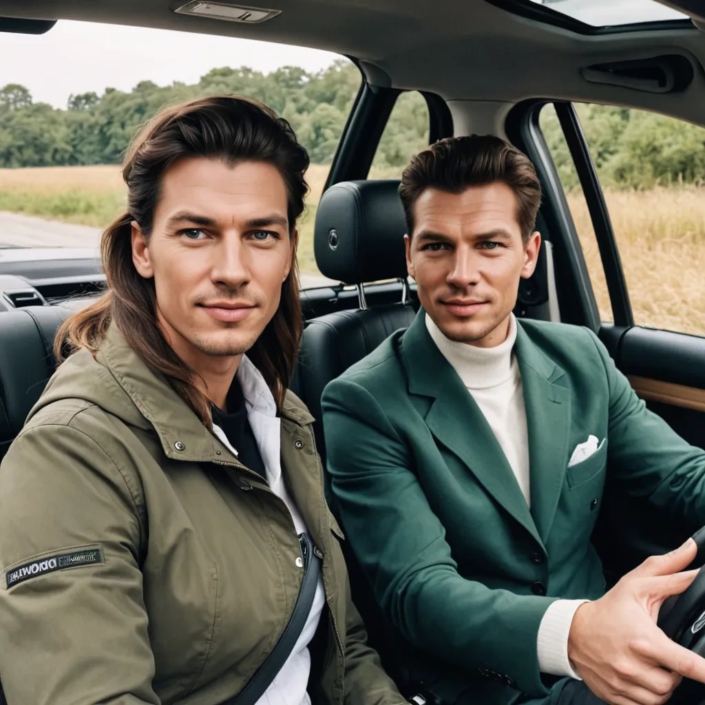 Me with Julia in the car of brand Land Rover Photo Style