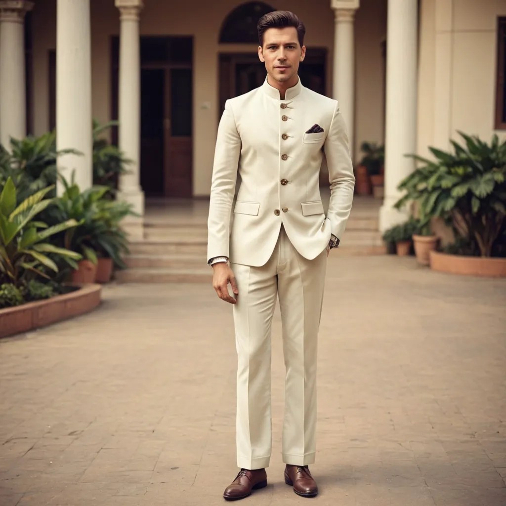 Nehru Jacket with Bell Bottom Pants Photo Style