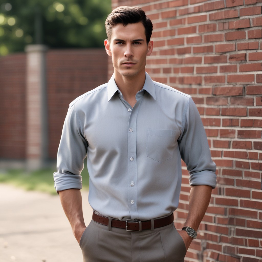 Standing in Front of Small Brick House Photo Style