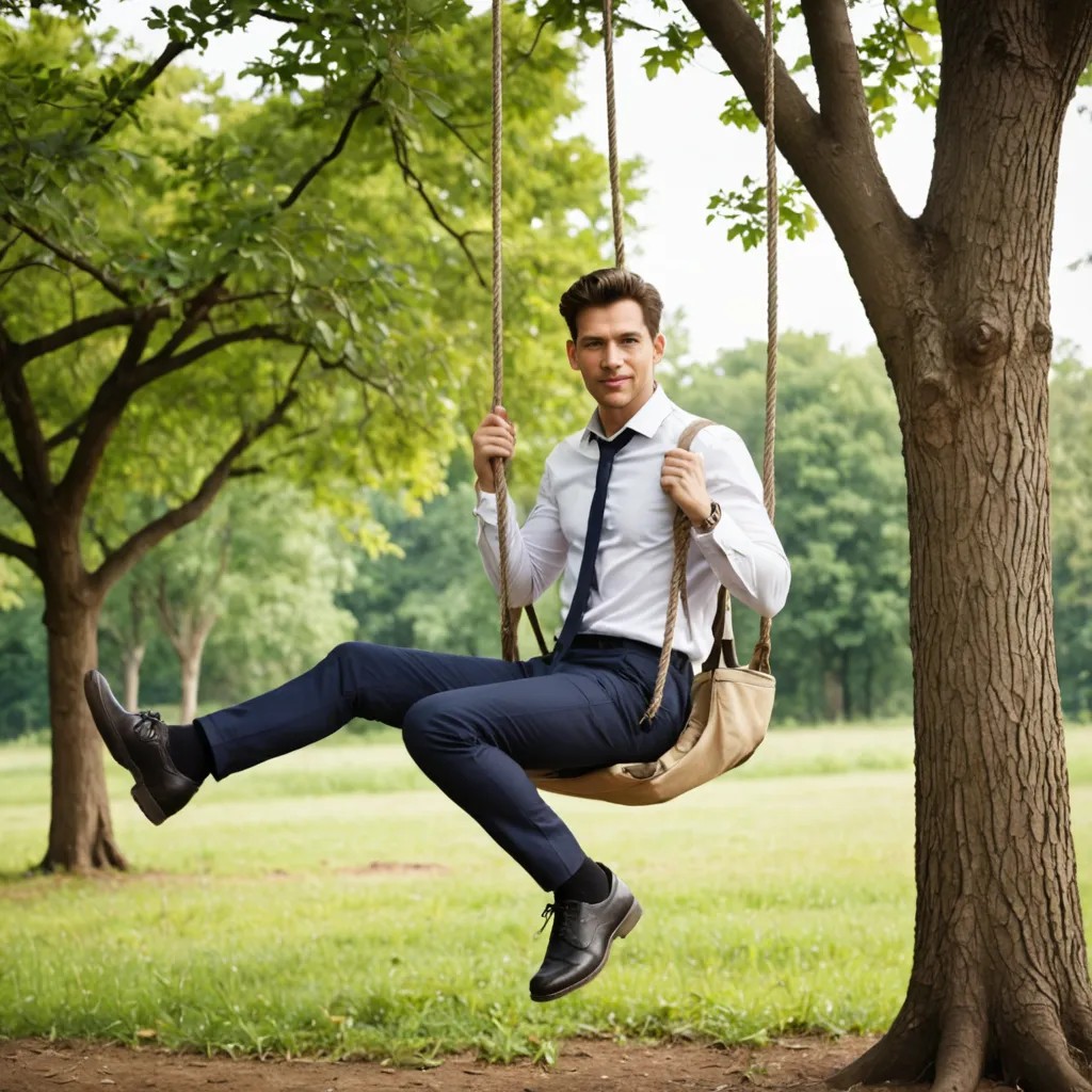 Swinging from a Bag Swing on a Tree Photo Style
