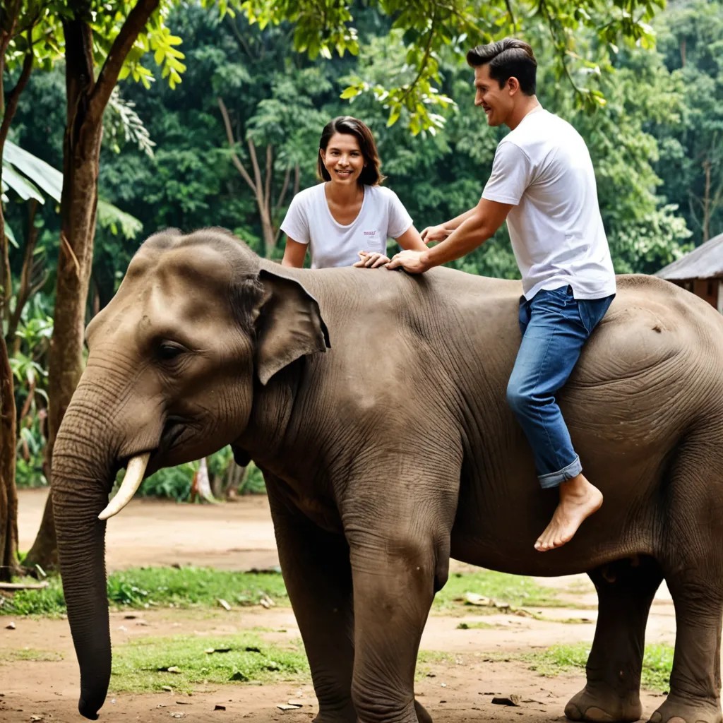 Tocando un elefante en un santuario de Chiang Mai Photo Style