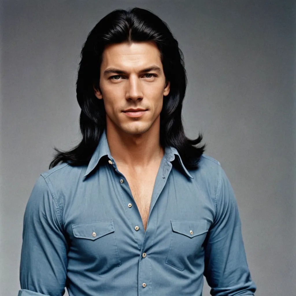 1969 Guy with Long Black Hair Photo Style