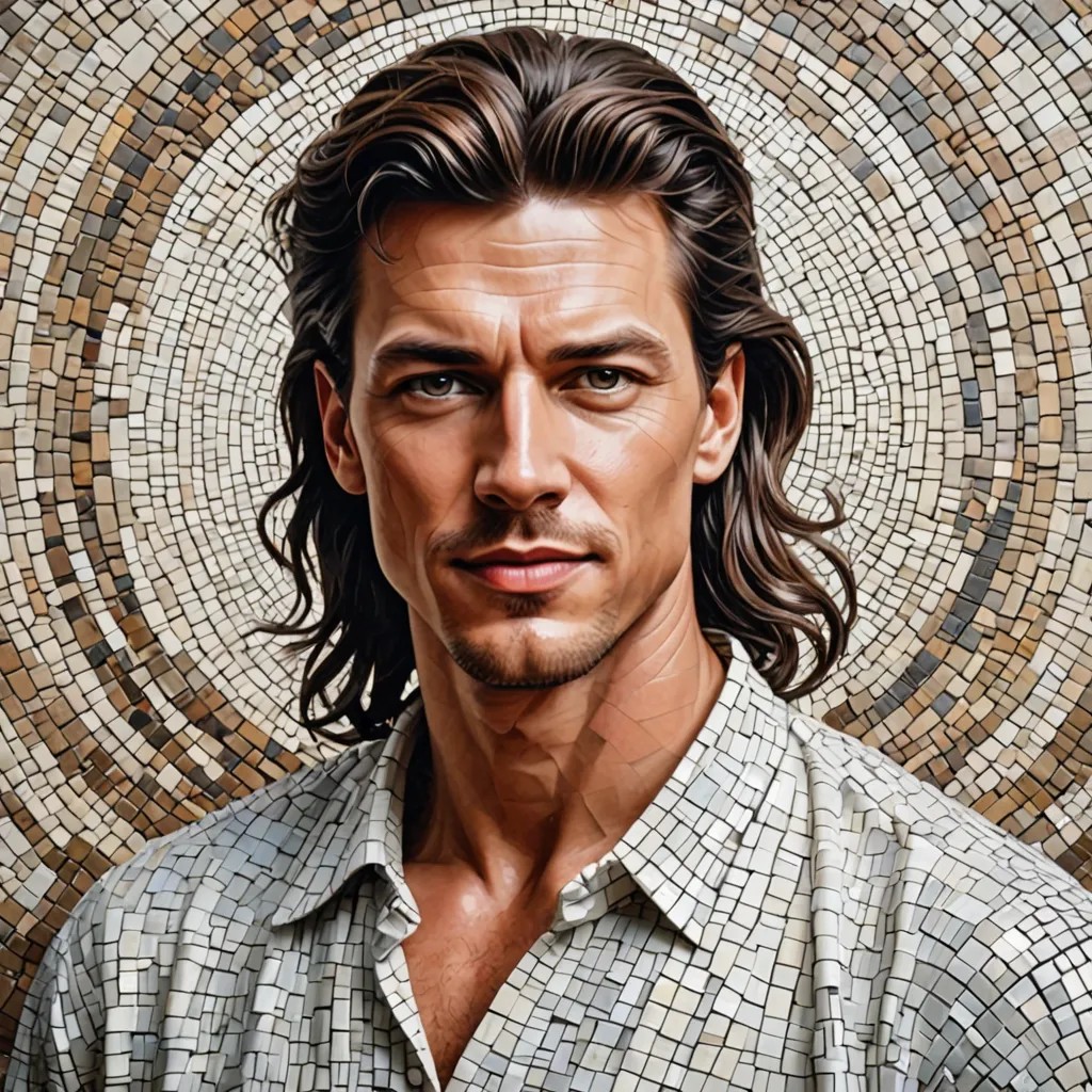 A Mosaic Made of 10 by 10 Stones Arranged in Flowing Lines Photo Style