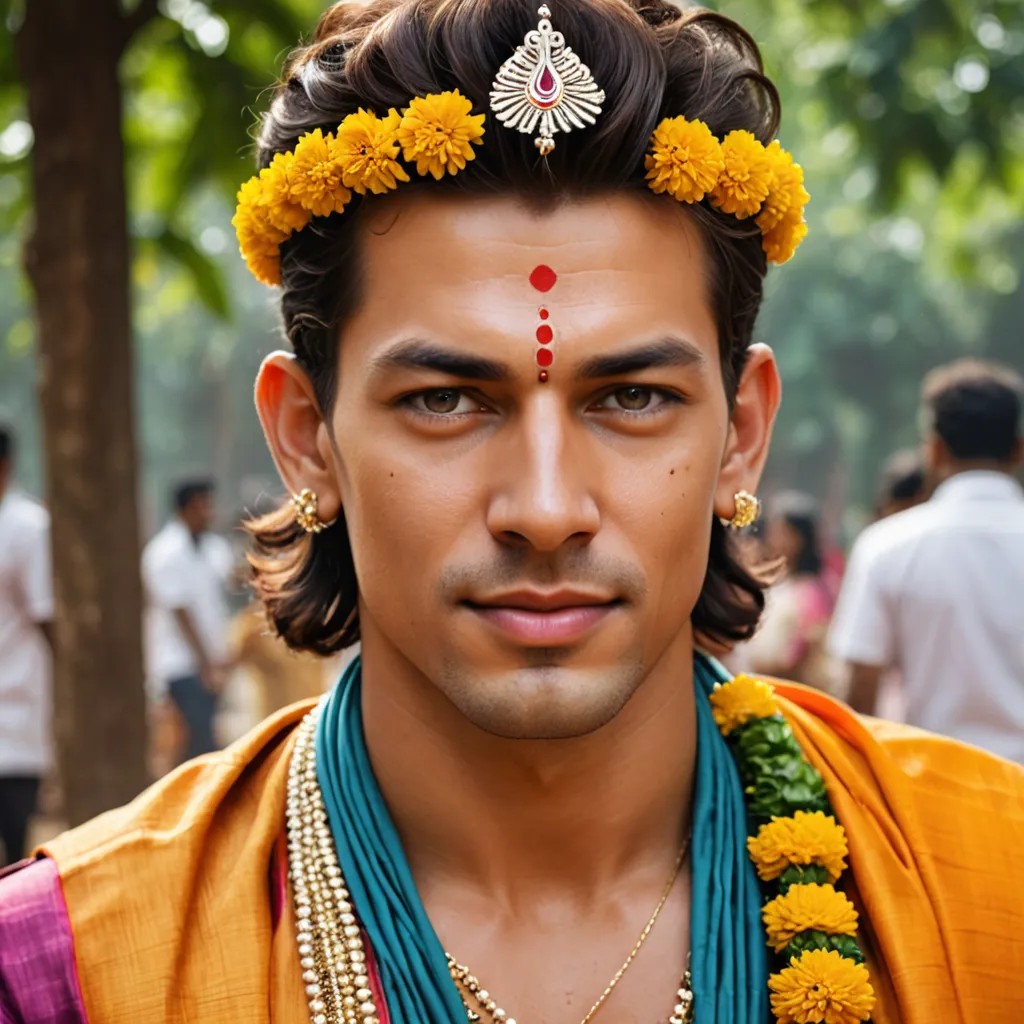 Convert My Photo with Lord Krishna Behind Me Like He is Closing My Eyes Photo Style