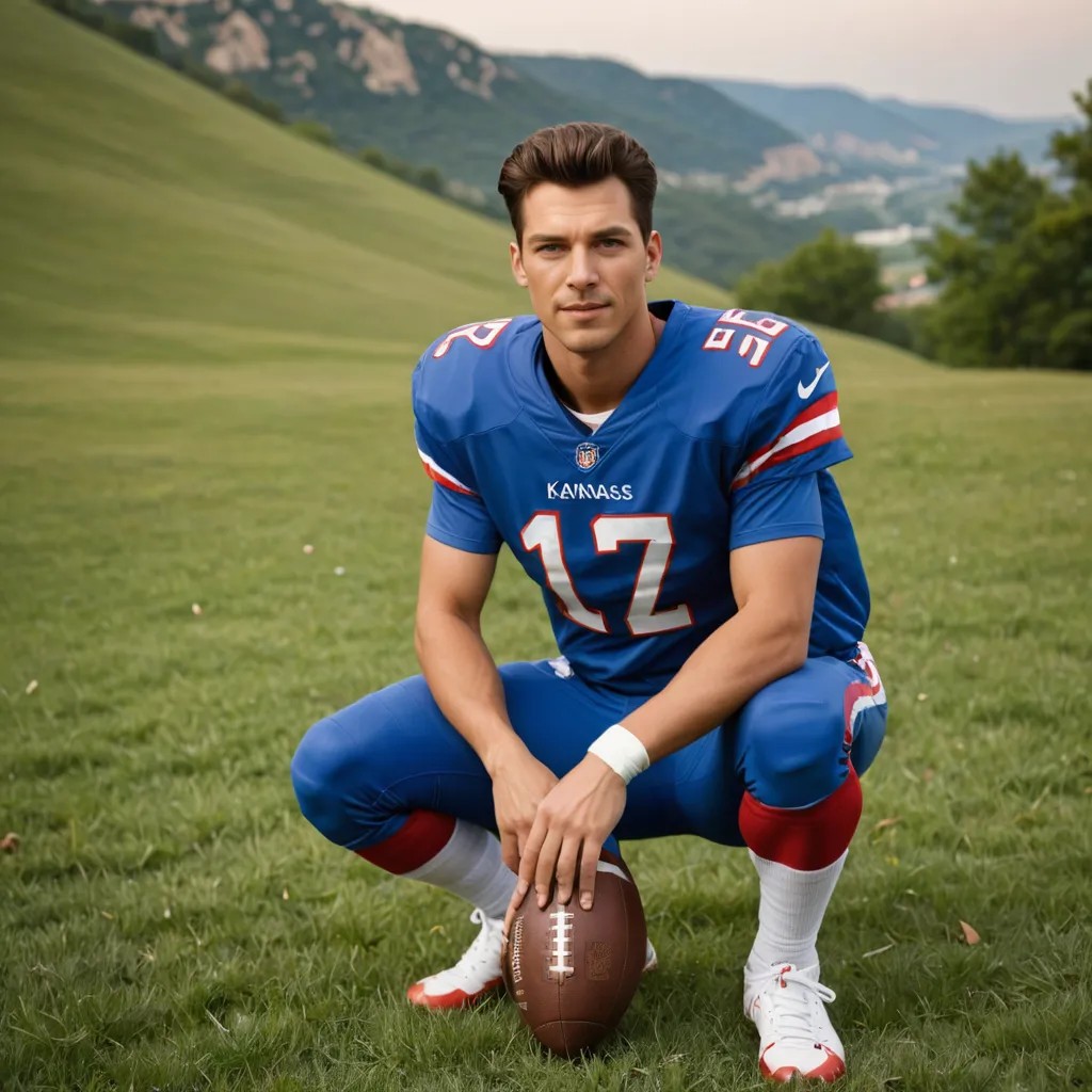 Hiking Football Wearing Kansas City uniform Photo Style