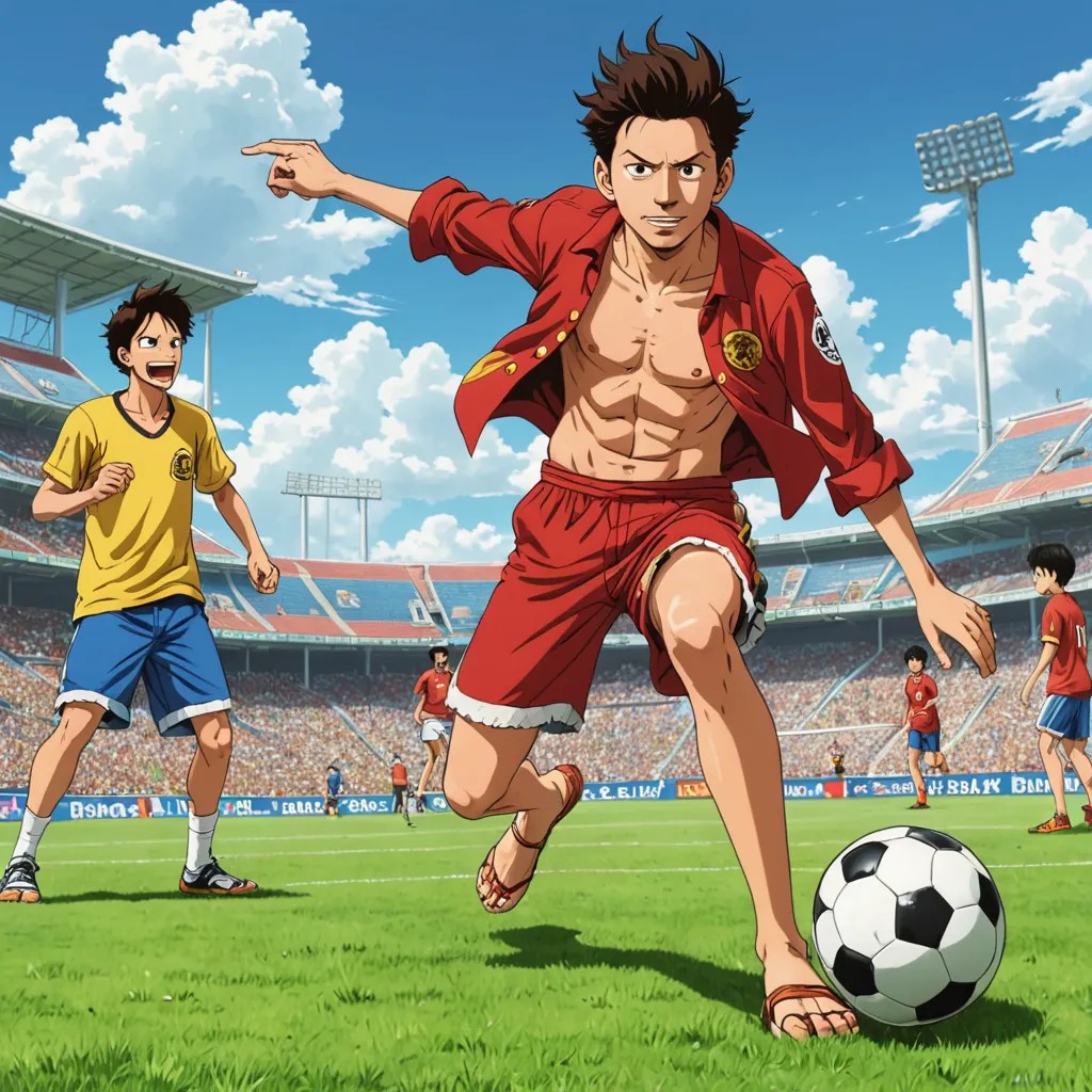 Like Luffy Playing Football Photo Style