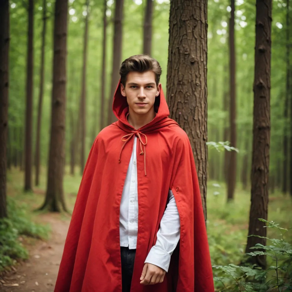 Little Red Riding Hood, Preteen in Forest Photo Style