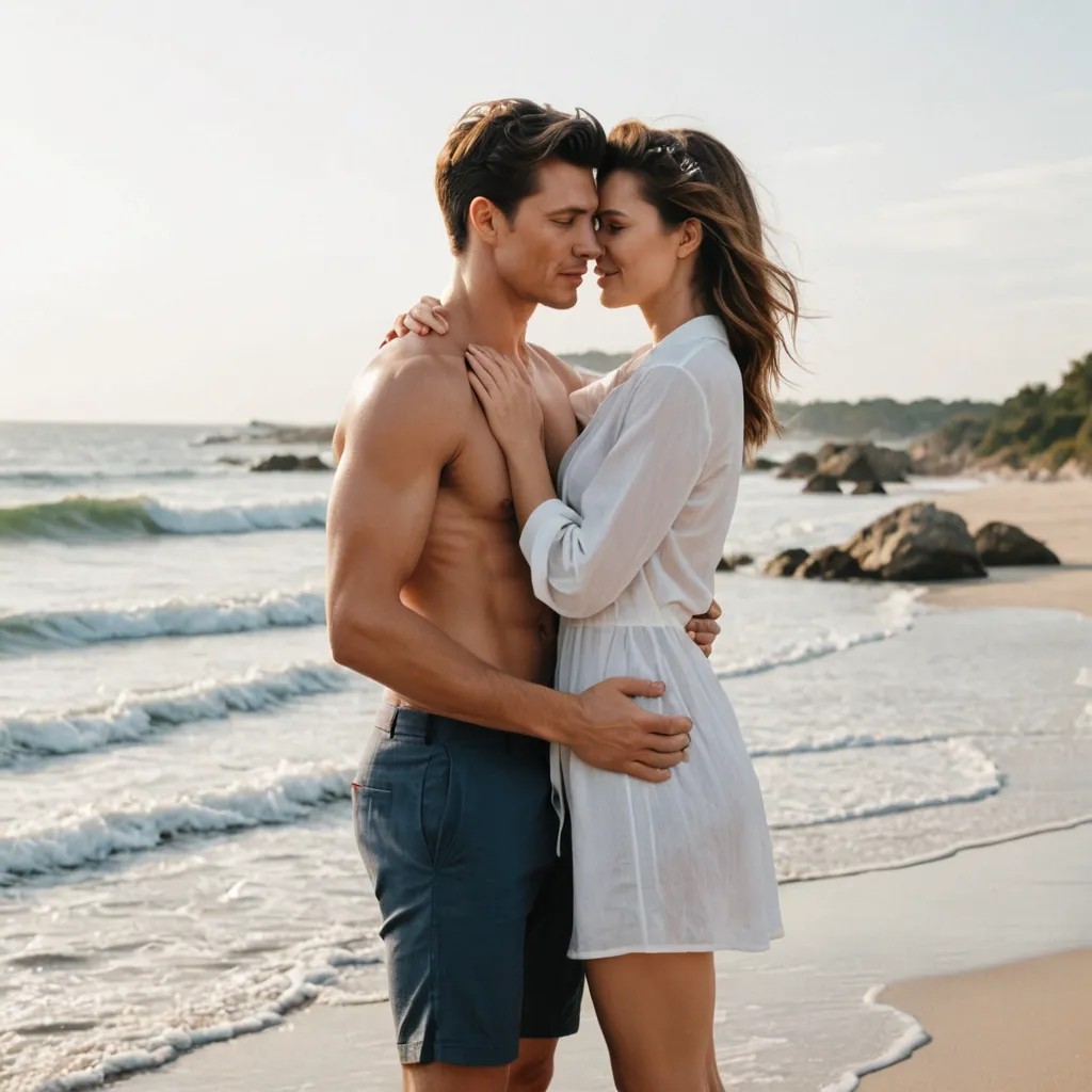 On the Beach Holding Each Other Photo Style
