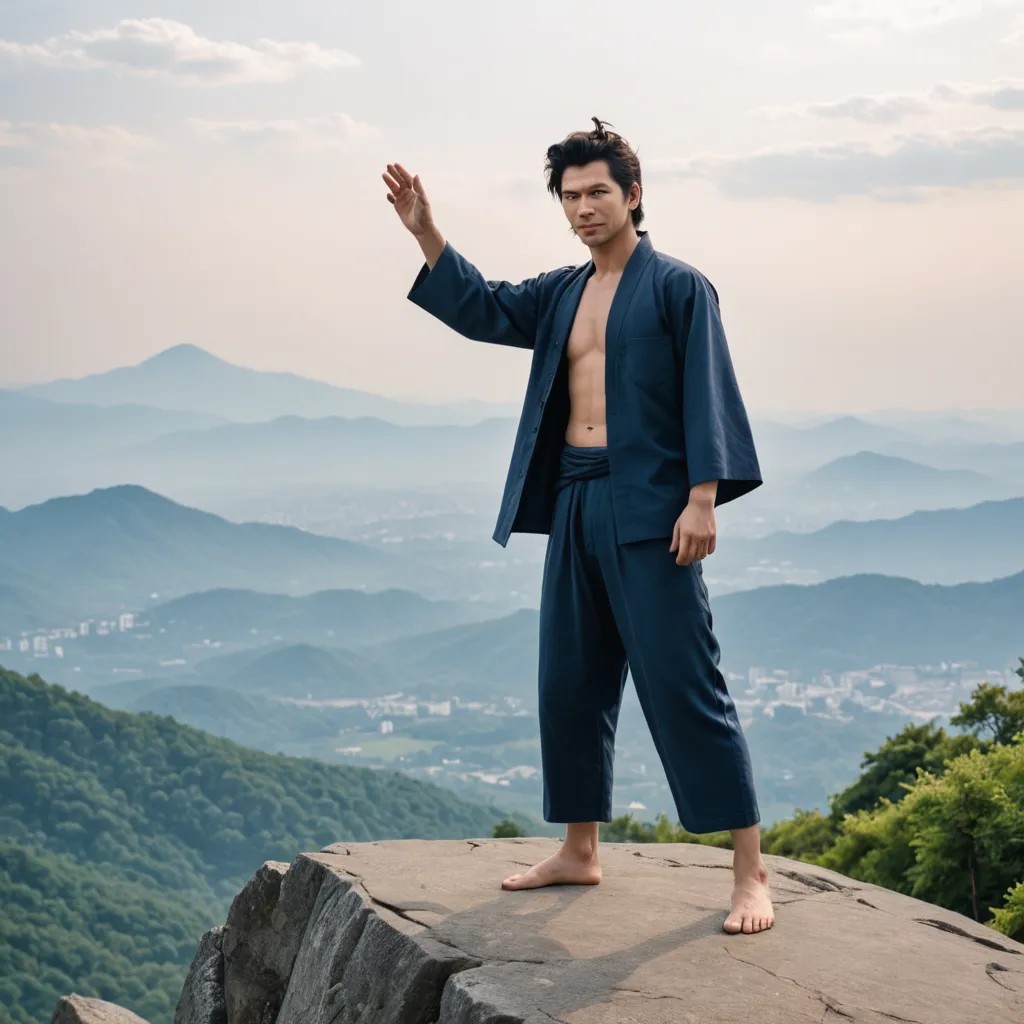 Sasuke on a Mountain Pose Photo Style